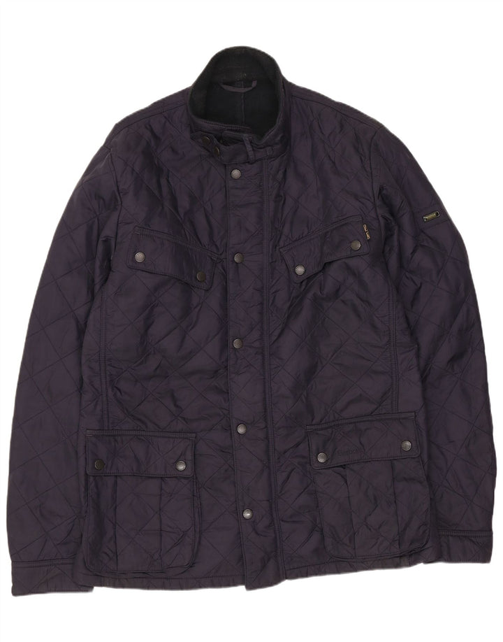 Barbour Mens Quilted Jacket UK 40 Large Navy Blue Polyamide