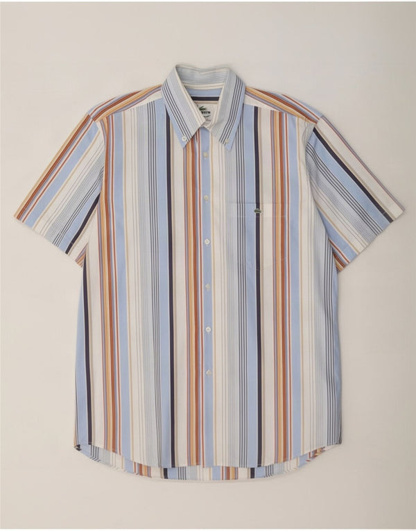 Lacoste Mens Short Sleeve Shirt Large Multicoloured Striped Cotton
