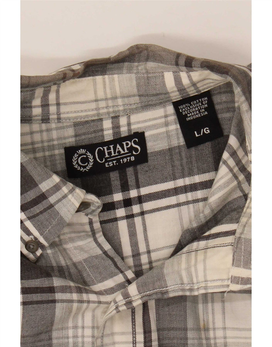 Chaps Mens Flannel Shirt Large Grey Check Cotton