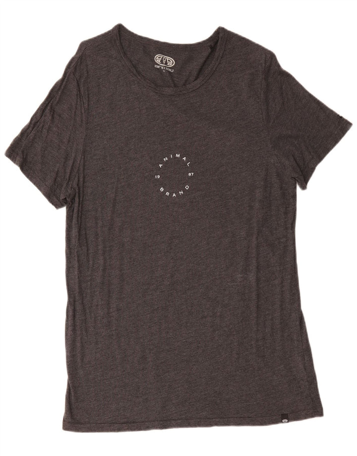 Animal Mens T-Shirt Top Medium Grey Viscose