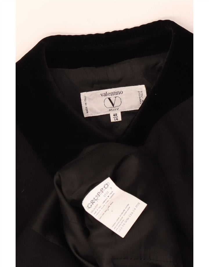 Valentino Womens 5 Button Blazer Jacket UK 14 Large Black Colourblock Wool