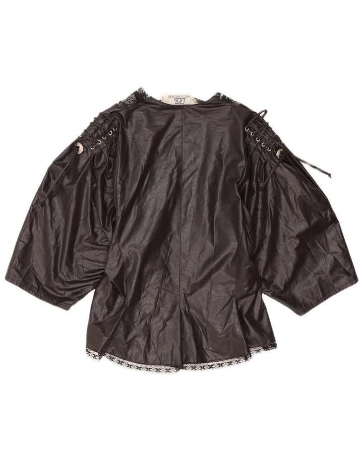 VINTAGE Womens 3/4 Sleeve Cardigan Top UK 10 Small Black