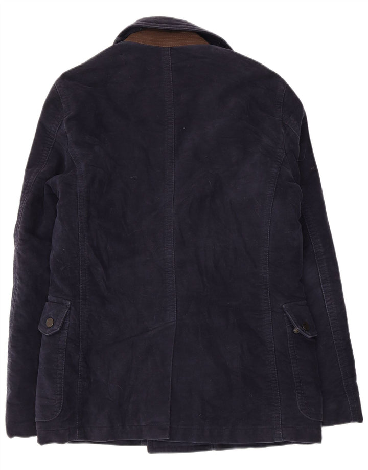 Henry Cottons Mens Pea Coat IT 46 Small Navy Blue Cotton