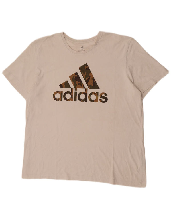 Adidas Mens Graphic T-Shirt Top XL Off White Cotton