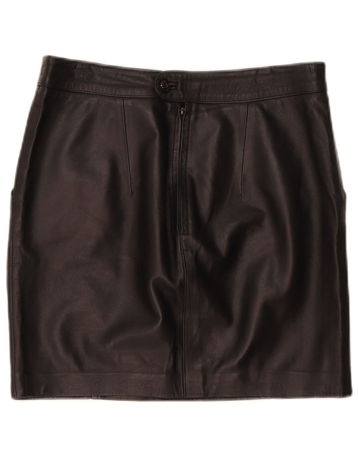 Vintage Womens Mini Leather Skirt W30 Medium Black