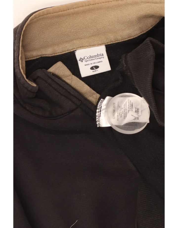 COLUMBIA Mens Zip Neck Sweatshirt Jumper Large Black Cotton