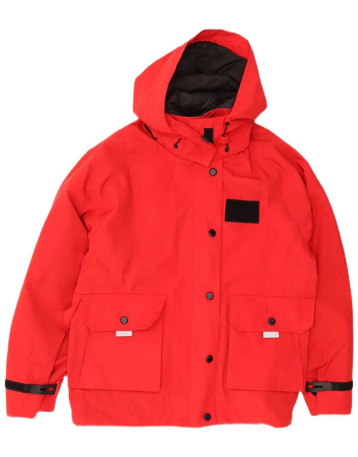 Zara Womens Hooded Oversized Padded Jacket UK 10 Small Red Polyester