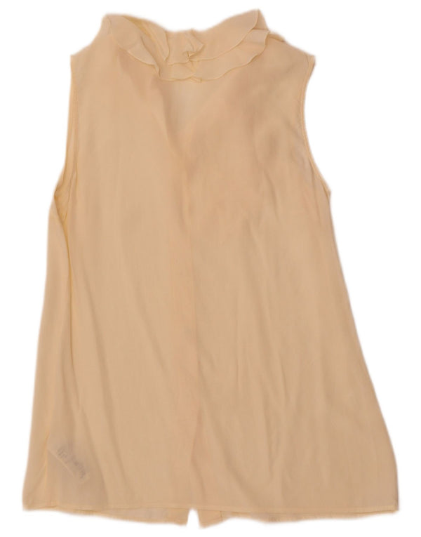 Falconeri Womens Sleeveless Shirt Blouse UK 12 Medium Off White