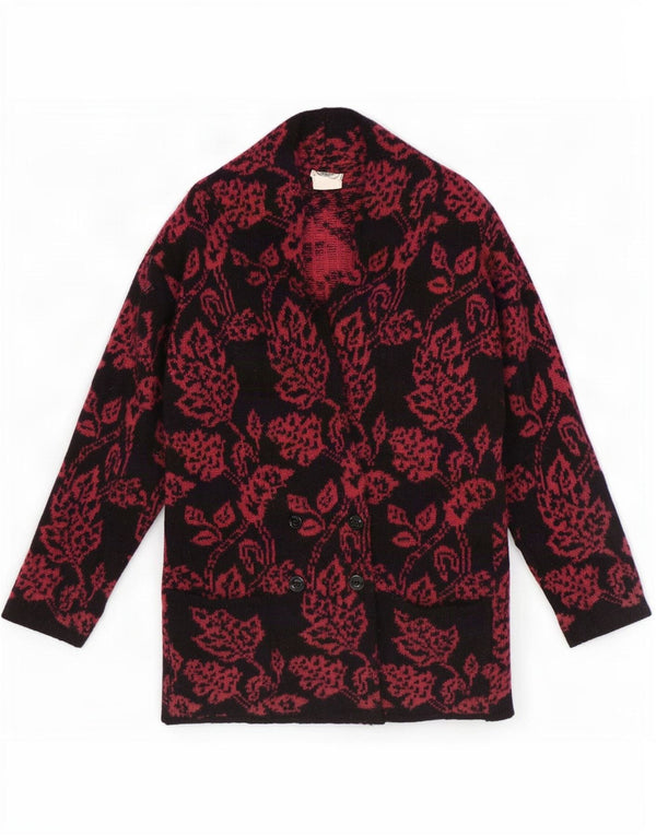 Laura Ashley Womens Longline Cardigan Sweater UK 10 Small Black Floral
