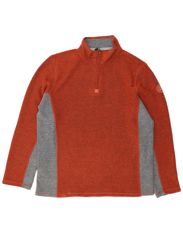 Weird Fish Mens Zip Neck Sweatshirt Jumper XL Orange Colourblock Acrylic
