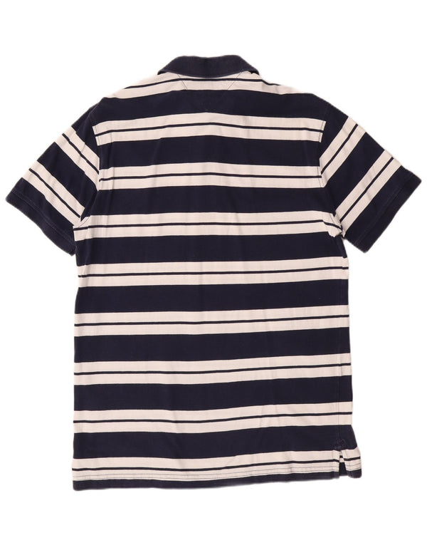 Tommy Hilfiger Mens Custom Fit Polo Shirt Large Navy Blue Striped Cotton