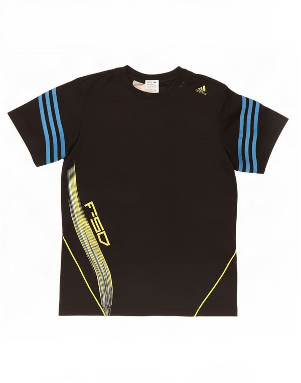Adidas Boys Graphic T-Shirt Top 15-16 Years Black Polyester