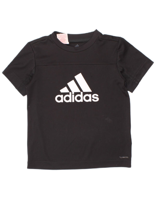 Adidas Boys Climacool Graphic T-Shirt Top 5-6 Years 2XS Black Polyester