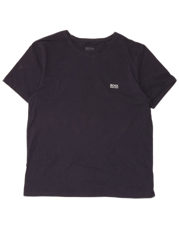 Hugo Boss Mens T-Shirt Top Large Navy Blue Cotton