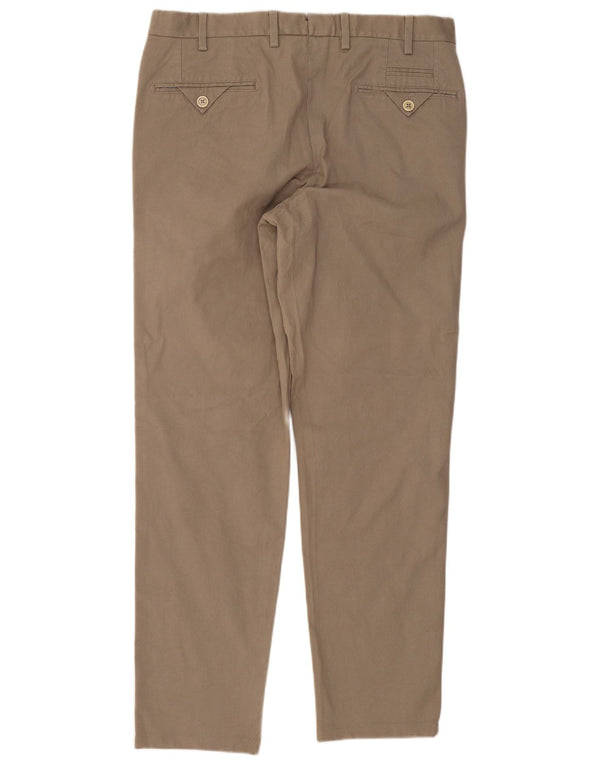 Massimo Dutti Mens Straight Suit Trousers EU 42 Large W32 L29 Beige Cotton