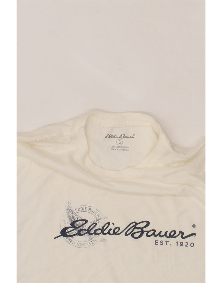EDDIE BAUER Mens Graphic T-Shirt Top Small Off White Cotton Vintage Eddie Bauer and Second-Hand Eddie Bauer from Messina Hembry 