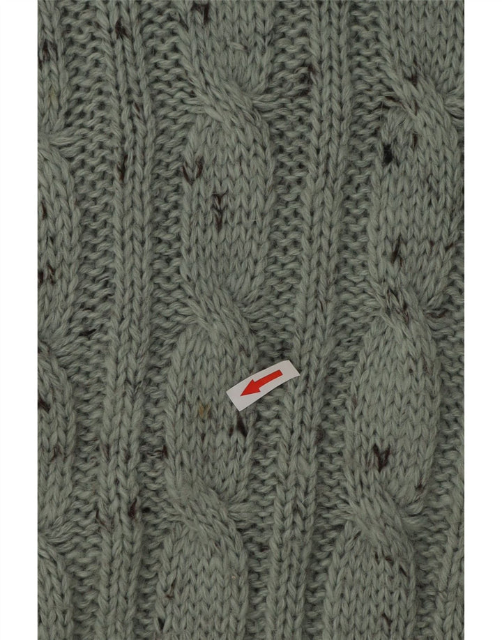 Vintage Mens Roll Neck Jumper Sweater XL Green Flecked Acrylic