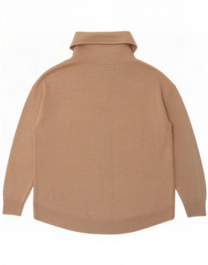 Massimo Dutti Womens Oversized Roll Neck Jumper Sweater UK 10 Small Beige