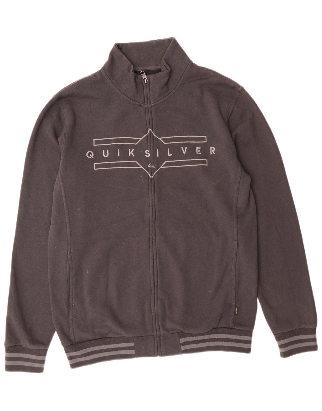 Quiksilver Mens Graphic Tracksuit Top Jacket Medium Grey Cotton Sports