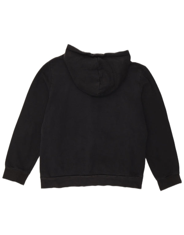 Adidas Womens Loose Fit Graphic Hoodie Jumper UK 14 Medium Black Cotton