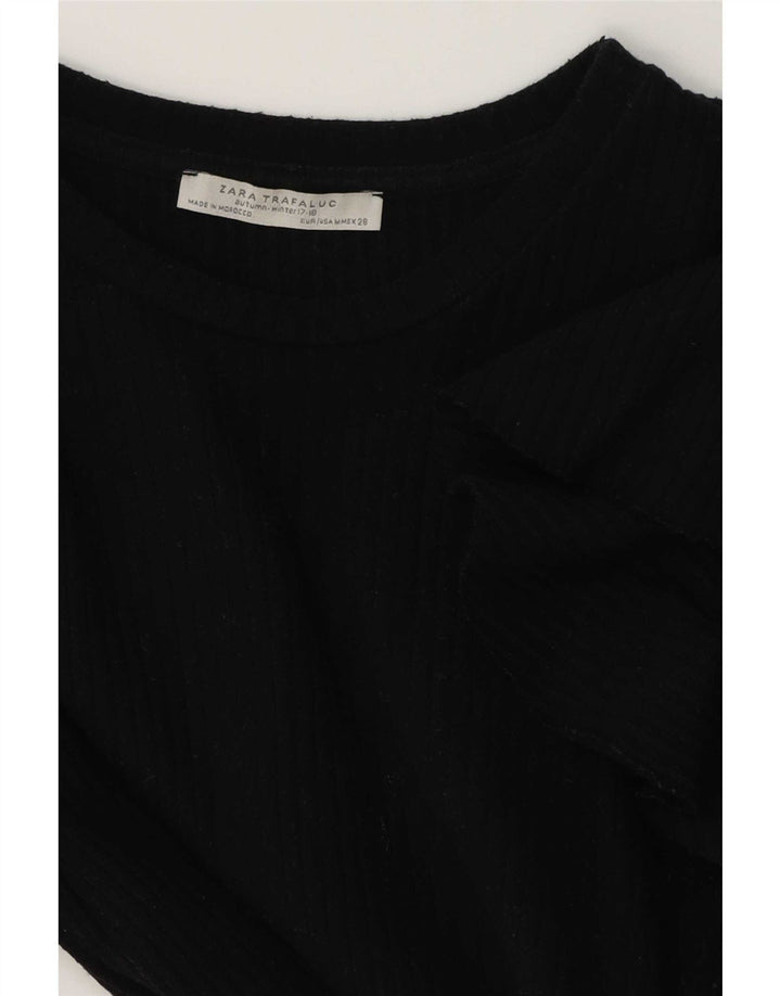 Zara Womens Blouse Top UK 12 Medium Black