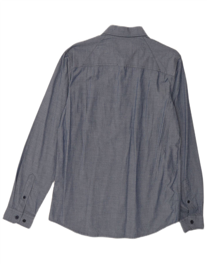 JACK & JONES Mens Slim Fit Shirt Medium Blue Cotton