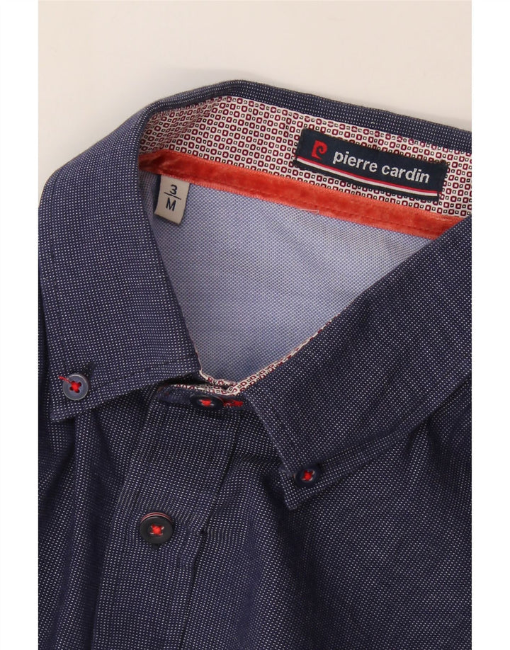 PIERRE CARDIN Mens Shirt Medium Navy Blue Spotted Cotton Vintage Pierre Cardin and Second-Hand Pierre Cardin from Messina Hembry 
