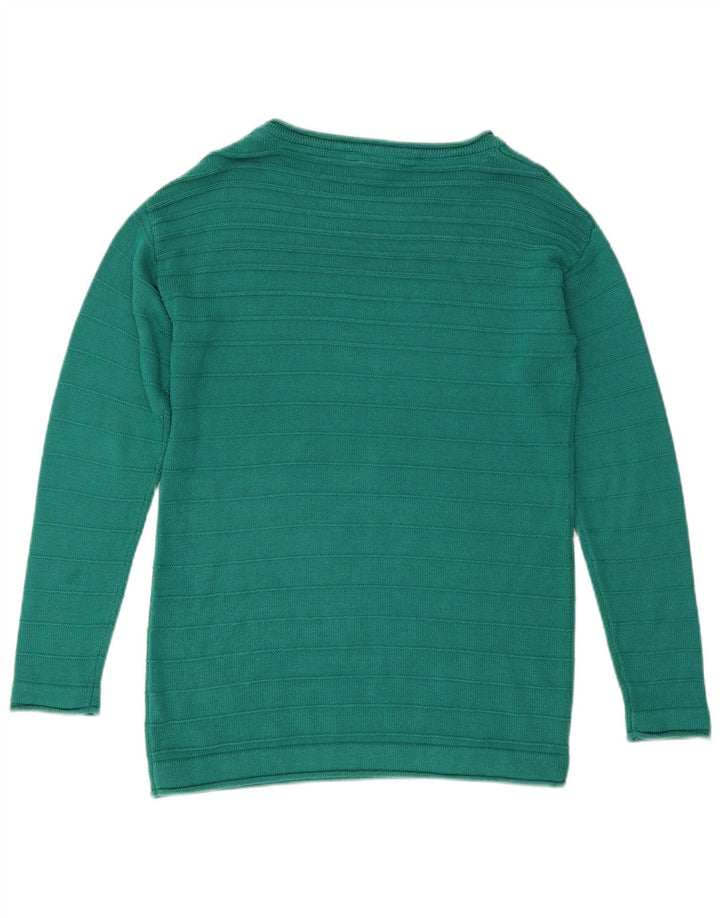 CREW CLOTHING Womens Boat Neck Jumper Sweater UK 12 Medium Green Cotton