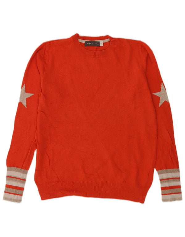 MINT VELVET Womens Graphic Crew Neck Jumper Sweater UK 6 XS Orange Striped