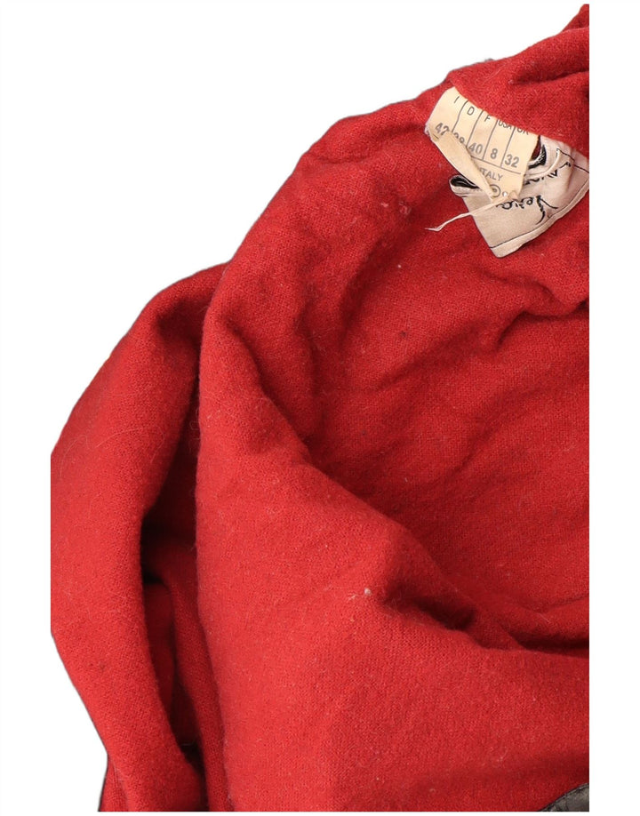 VINTAGE Womens Oversized Hooded Leather Coat IT 42 Medium Black Leather