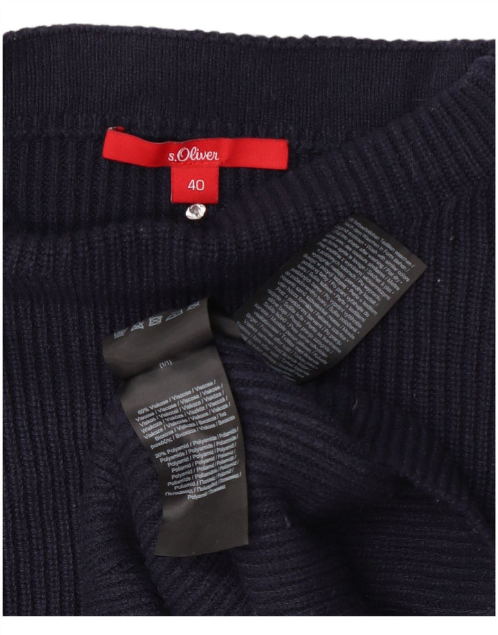 S.Oliver Womens Turtle Neck Jumper Sweater EU 40 Medium Navy Blue Viscose
