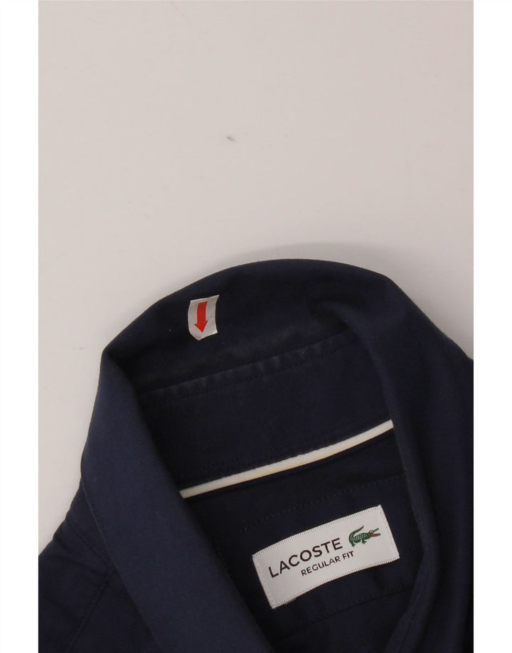 Lacoste Mens Regular Fit Shirt Size 40 15 1/2 Medium Navy Blue Cotton