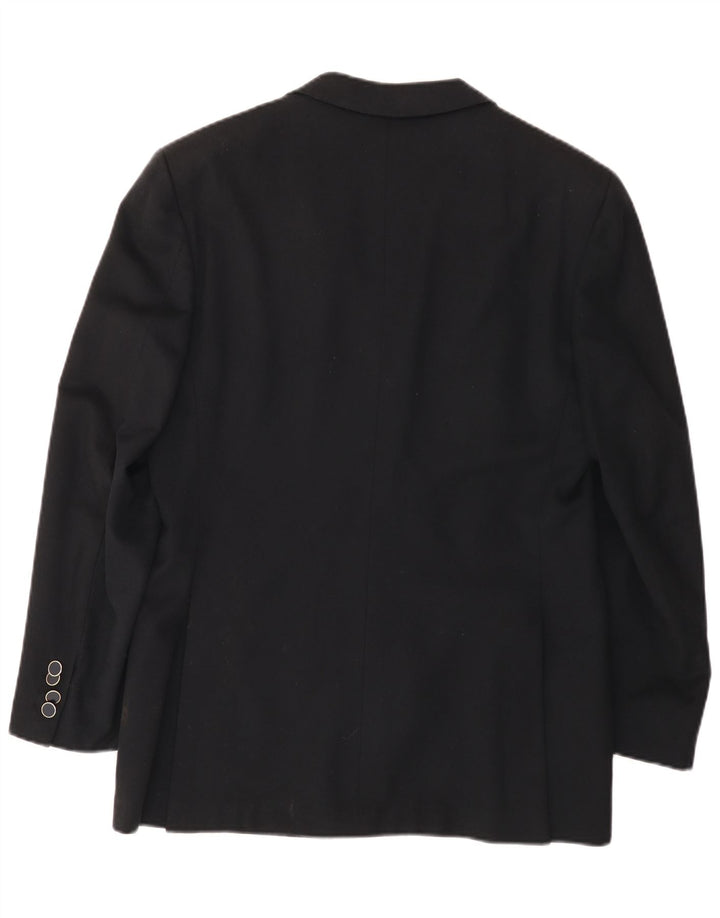 Galtrucco  Mens Double Breasted Blazer Jacket IT 40 Large Black Wool