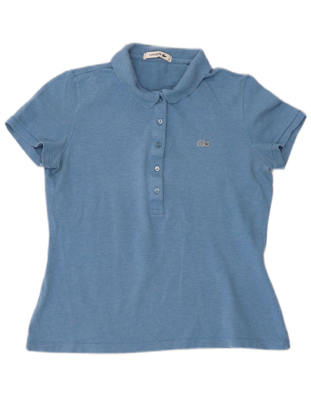 Lacoste Womens Short Sleeve Regular Fit Polo Shirt Size 40 Medium Blue