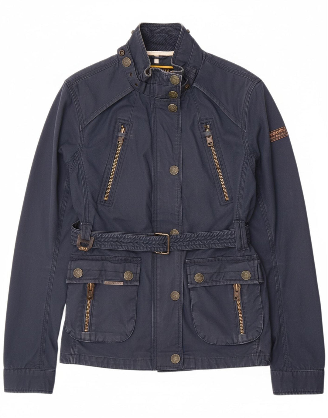 SUPERDRY Womens Utility Jacket UK 14 Medium Navy Blue Cotton
