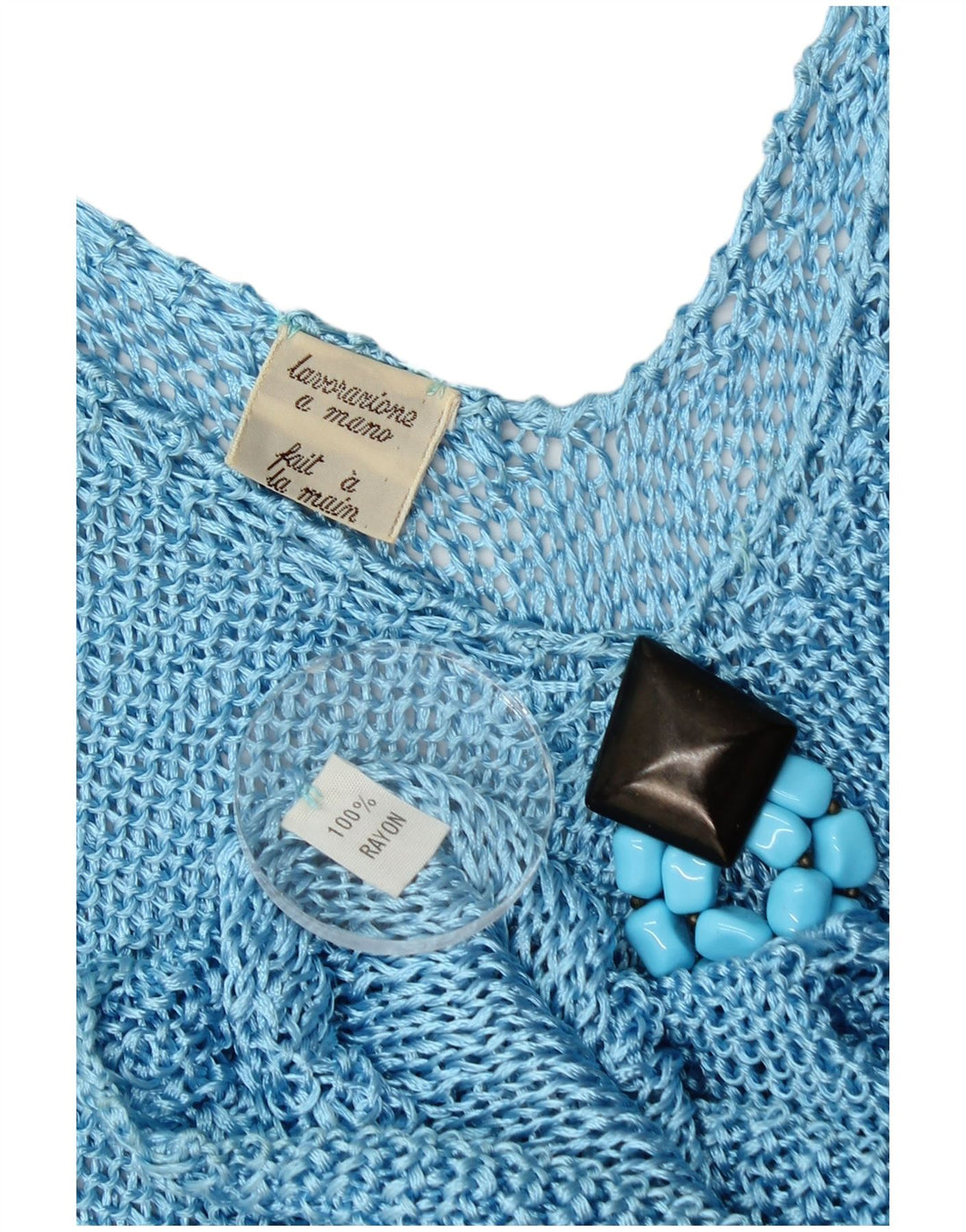 Vintage Womens Vest Tank Top UK 10 Small Blue Rayon