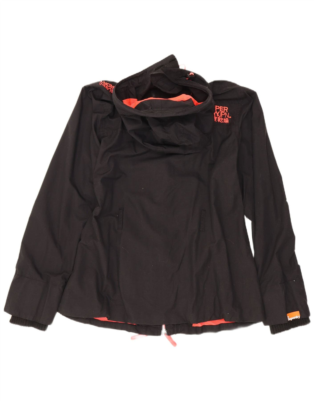 Superdry Womens The Windmac Hooded Rain Jacket UK 36 Small Black Polyester