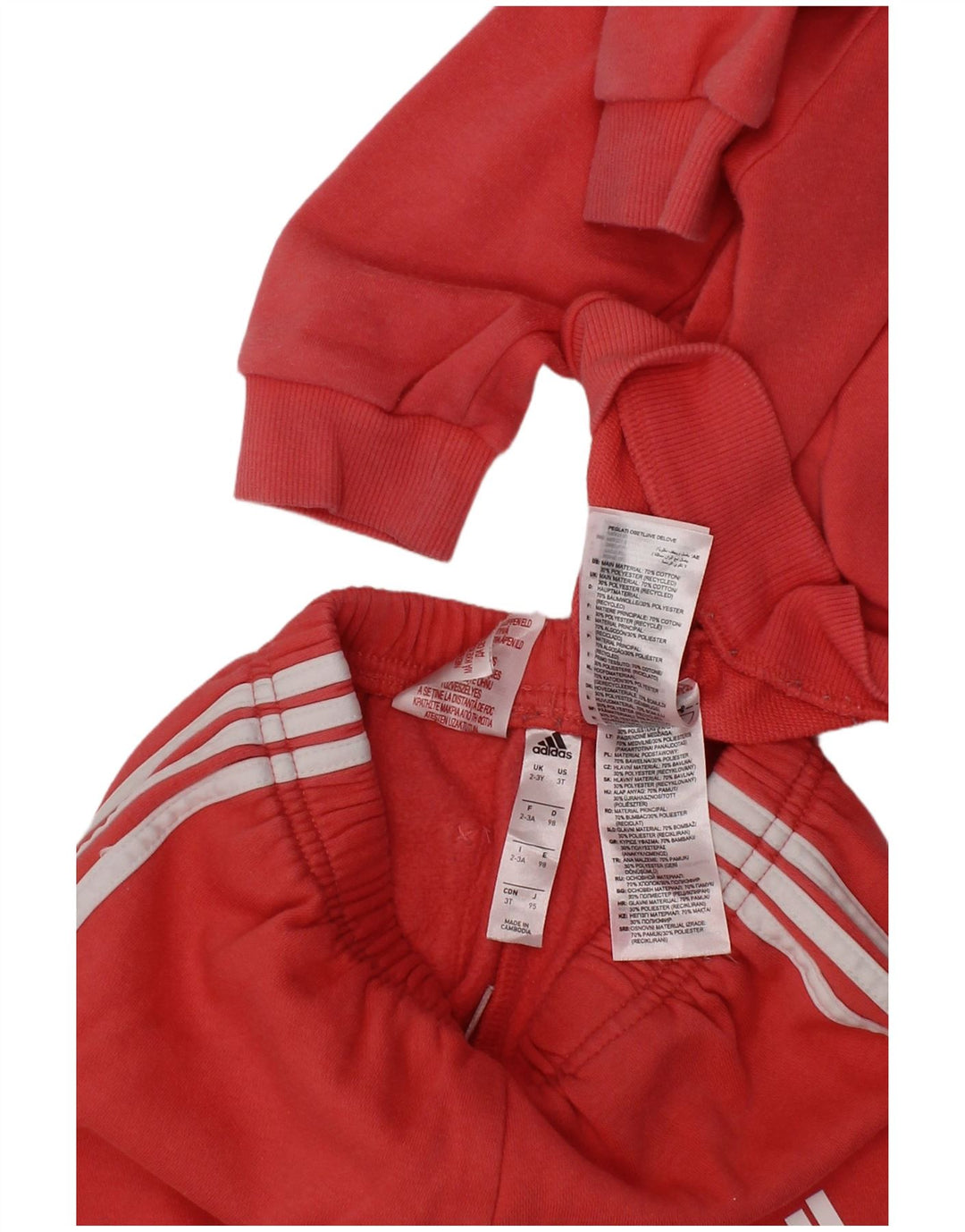ADIDAS Girls Graphic Full Tracksuit 2-3 Years  Red Cotton