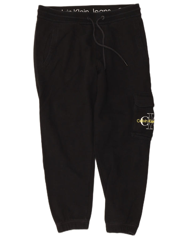 CALVIN KLEIN Mens Graphic Cargo Tracksuit Trousers Joggers Medium  Black