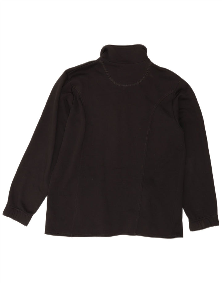 FILA Womens Graphic Tracksuit Top Jacket UK 14 Medium Black Polyester