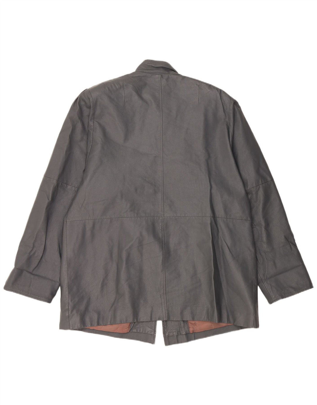 Vintage Womens Oversized Leather Coat UK 18 XL Grey Leather