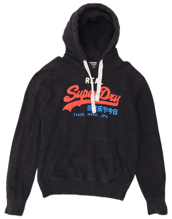 Superdry Mens Graphic Hoodie Jumper Large Navy Blue Cotton