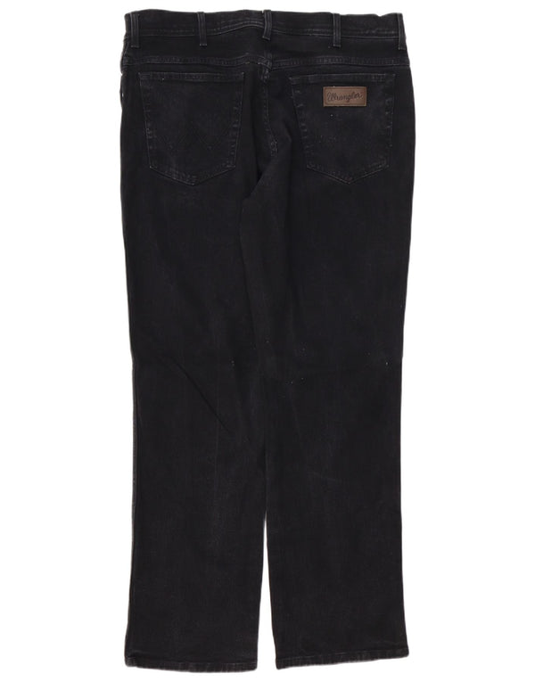 WRANGLER Mens Texas Straight Jeans W38 L32 Black Cotton