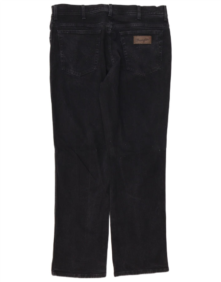 WRANGLER Mens Texas Straight Jeans W38 L32 Black Cotton
