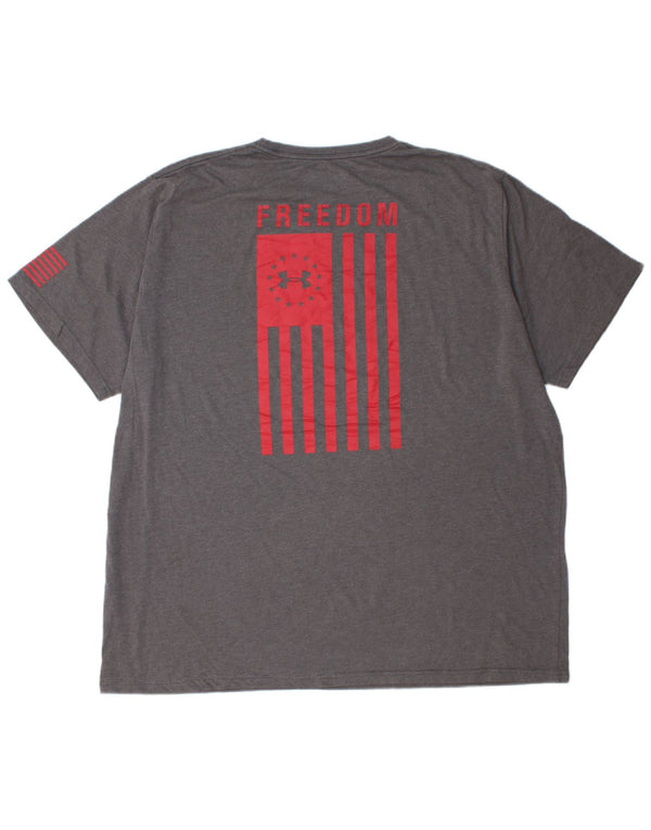 UNDER ARMOUR Mens Heat Gear Graphic T-Shirt Top 3XL Grey Striped