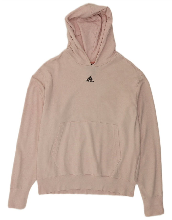 ADIDAS Mens Hoodie Jumper Large Pink Cotton
