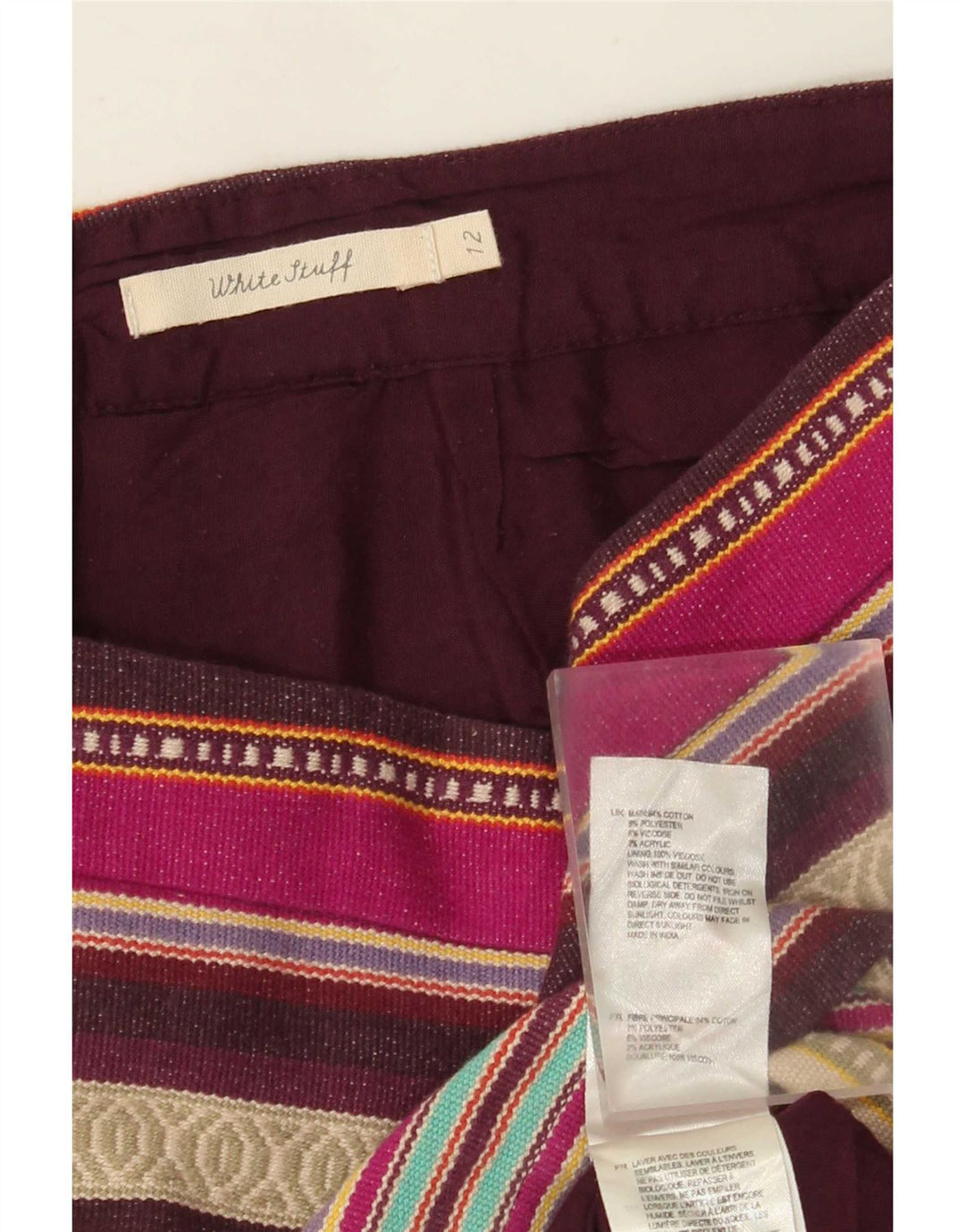 White Stuff Womens Mini Skirt UK 12 Medium W32 Multicoloured Striped Cotton