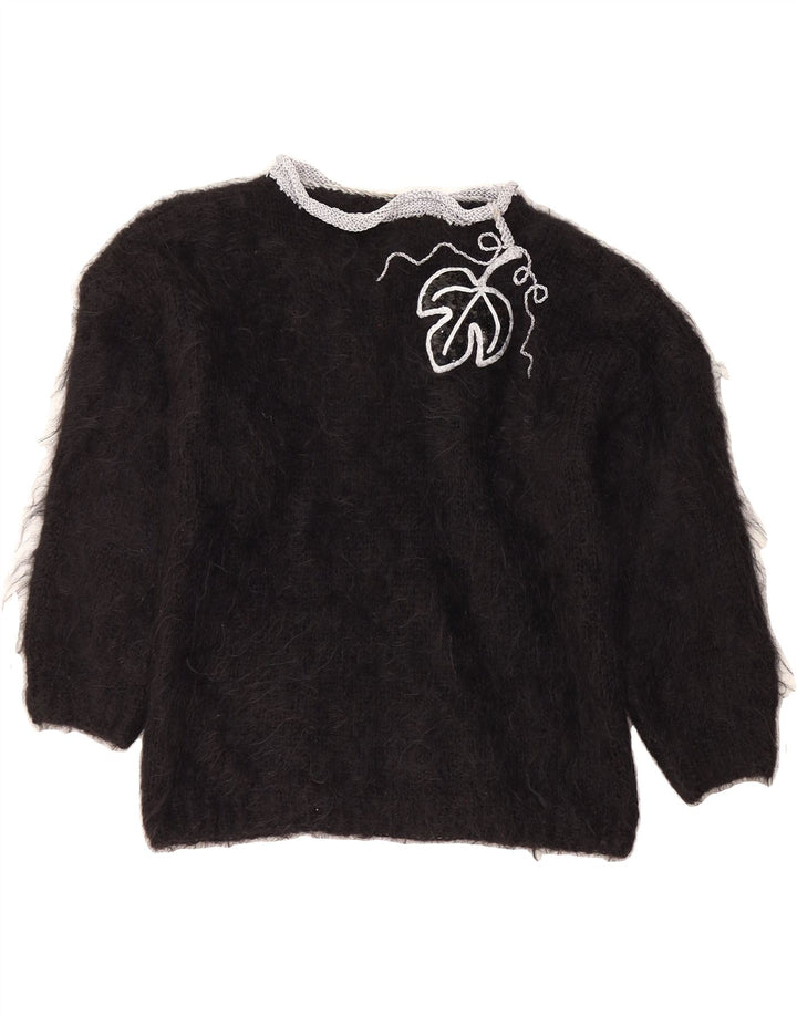 VINTAGE Womens Crew Neck Jumper Sweater UK 14 Medium Black Vintage Vintage and Second-Hand Vintage from Messina Hembry 
