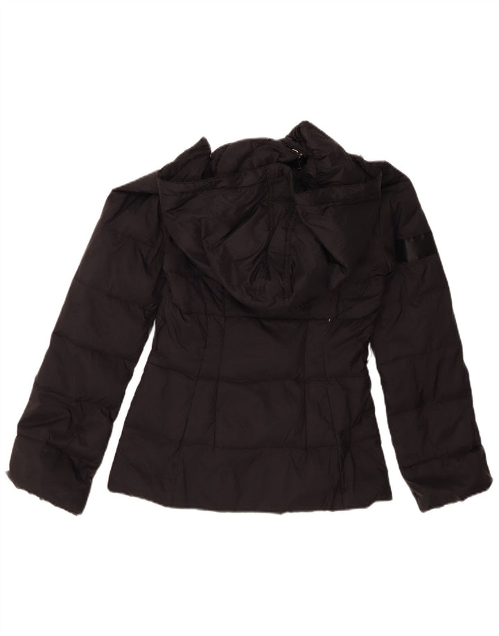 BENETTON Womens Hooded Padded Jacket IT 40 Small Black Polyamide