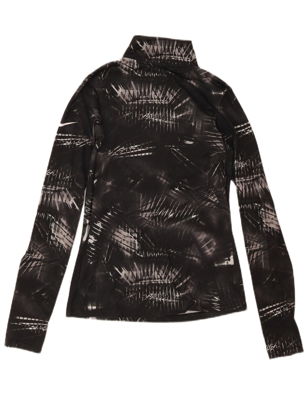 NIKE Womens Dri Fit Pullover Tracksuit Top UK 8 Small Black Geometric